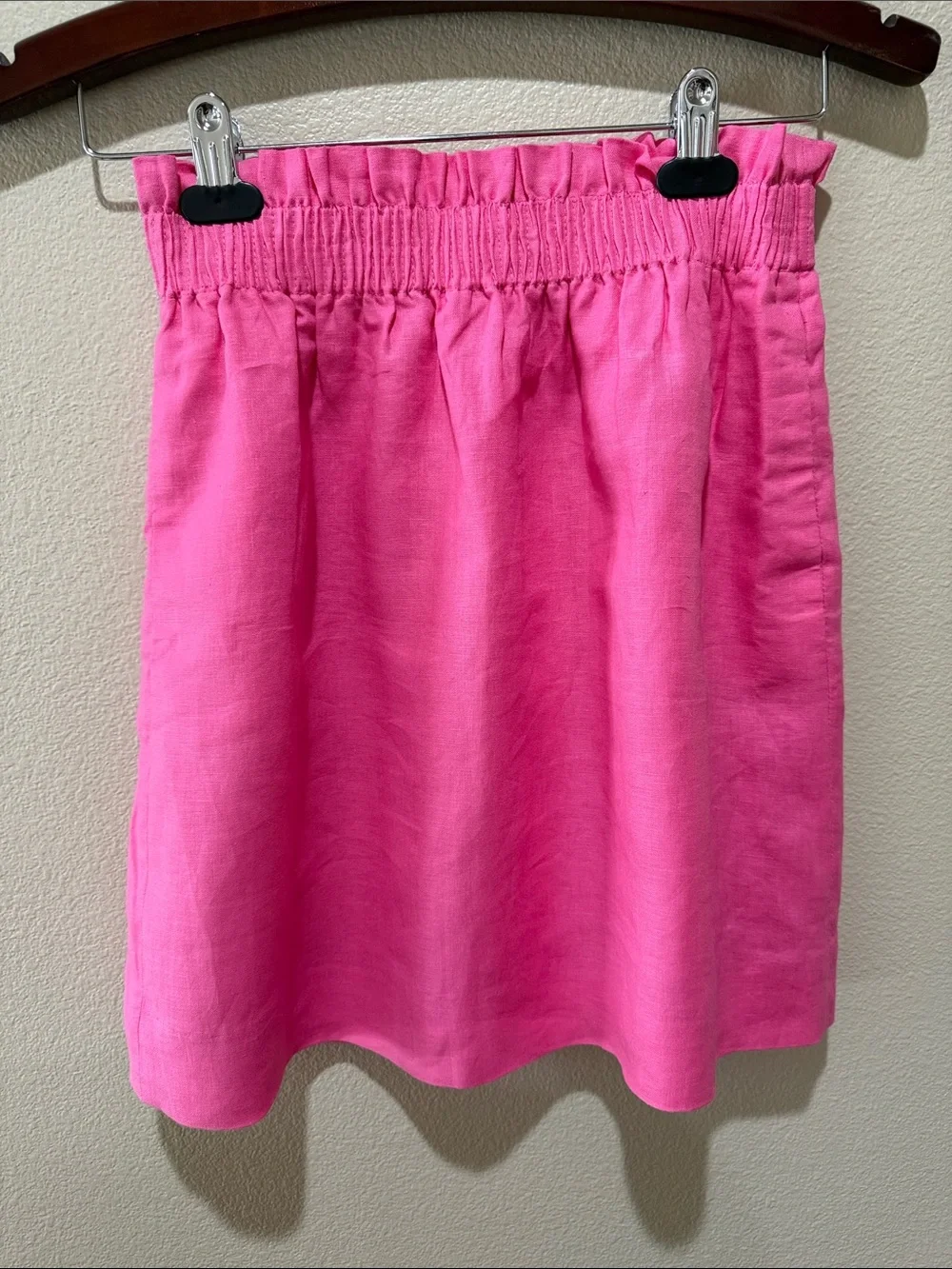 J. Crew Bright Pink Elastic-Waist A-Line Skirt